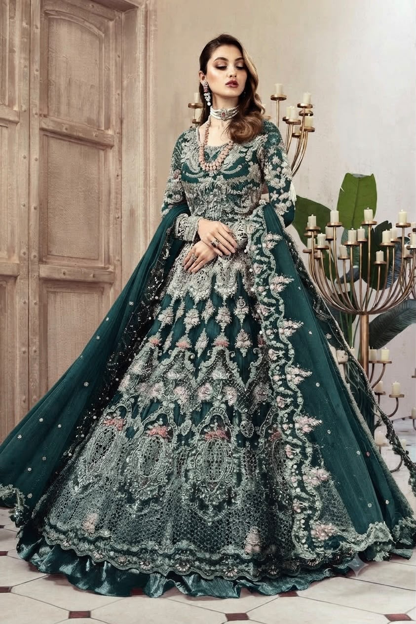 Maria B MF-MB Premium Net Frock Unstitched 3 Piece Suit With Emb Net Dupatta 2026