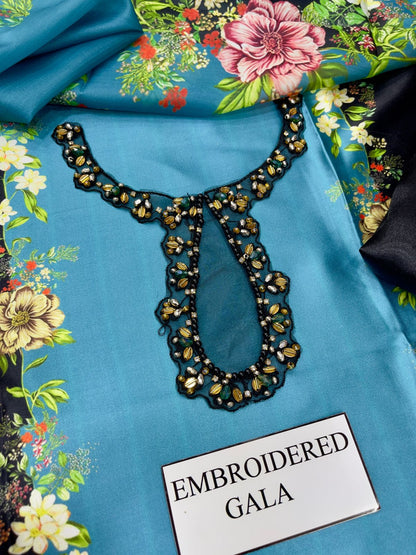 Lulusar Green Black Silk Embroidery Dress Hand Work 3pc