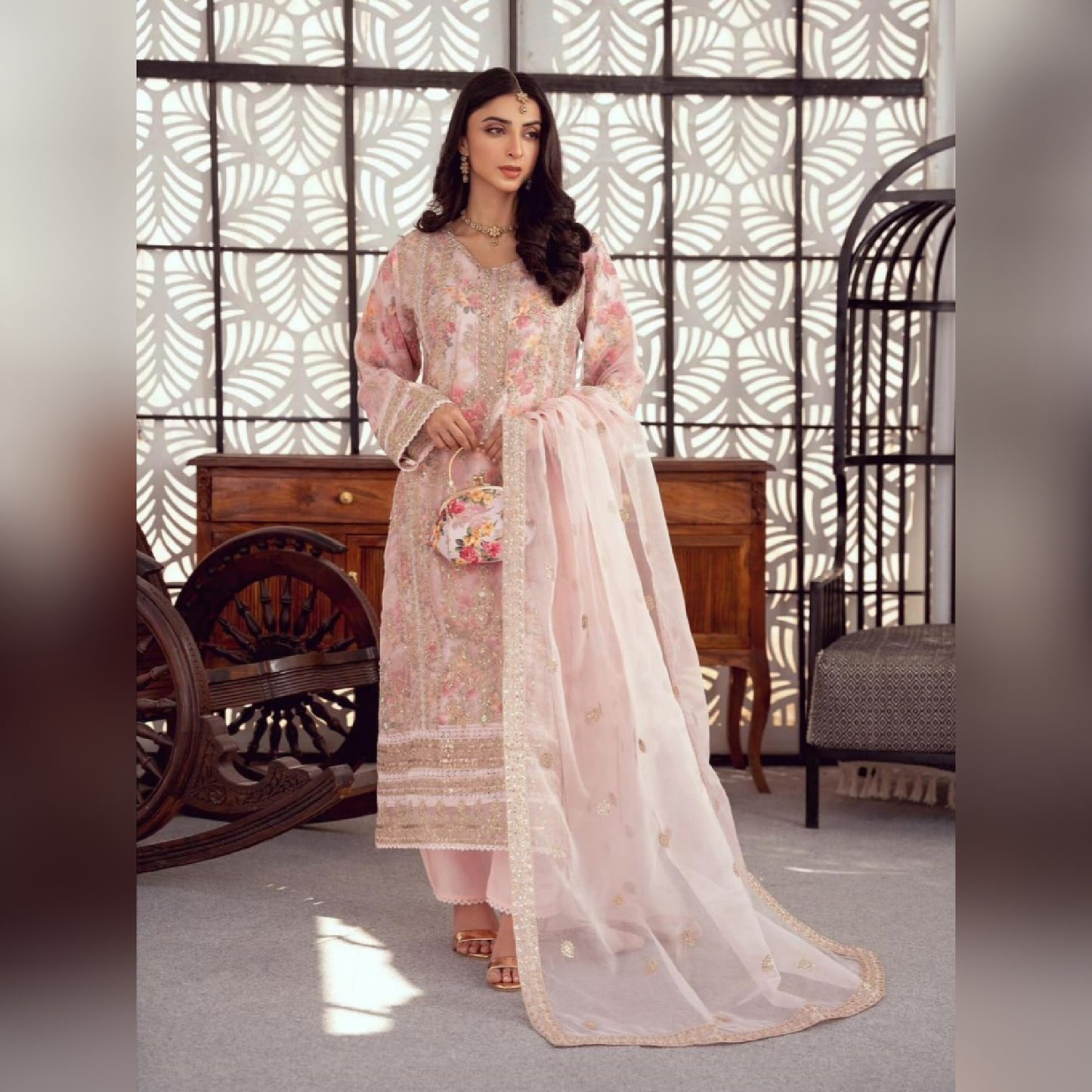 BINT-E-NOOR Light Pink Sami Stitched Formal Collection 3Piece