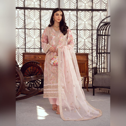 BINT-E-NOOR Light Pink Sami Stitched Formal Collection 3Piece