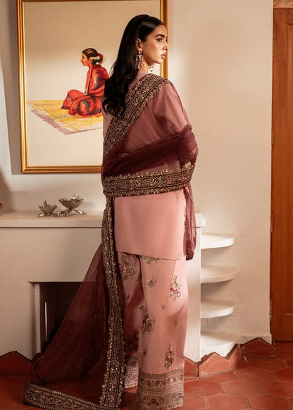 Sheenora Embroidered Tea Pink Luxury Cotton Silk 3Piece Unstitched