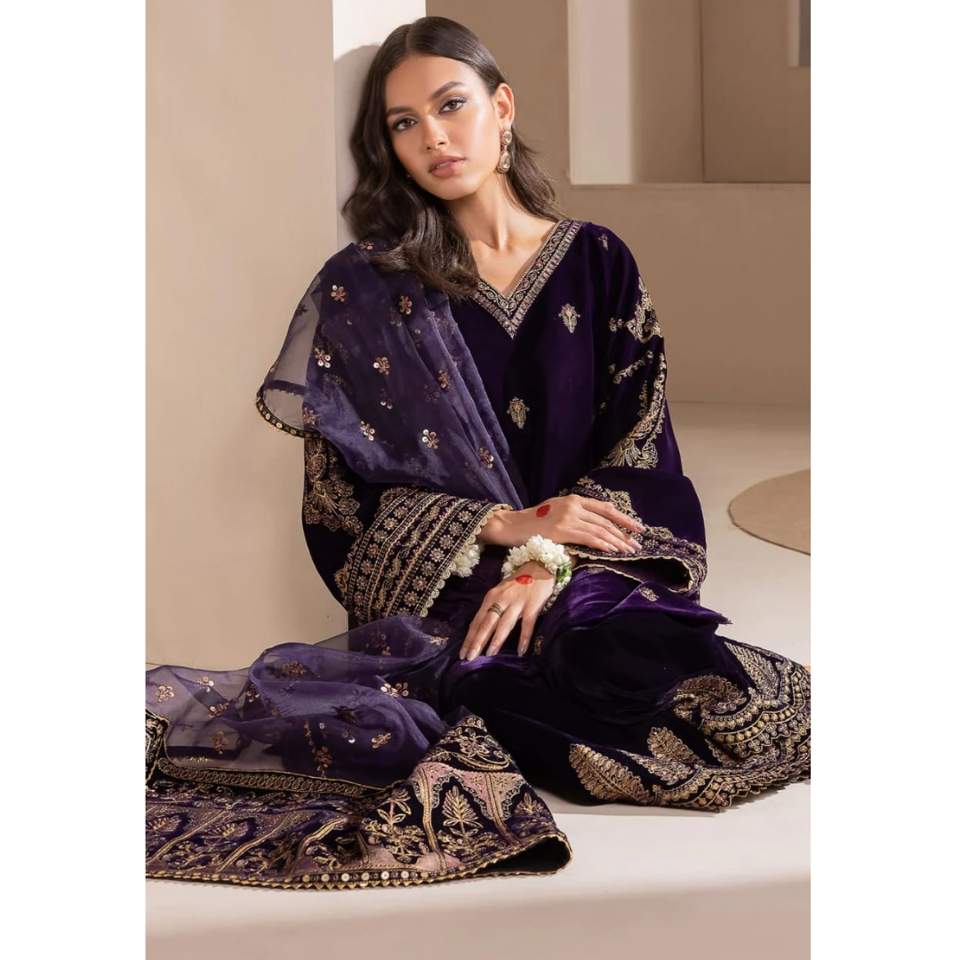 Baroque Dark Purple 9000 Micro Velvet Formal Collection