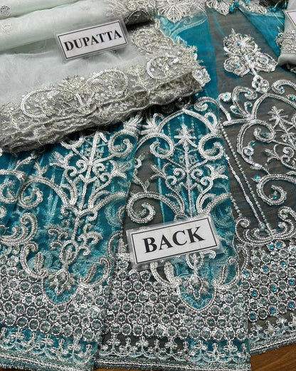 Maria B Sky Blue Wedding Collection Soft Net Maxi Bridal