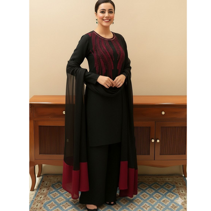 New Arrival Embroidered Silk 3 Piece Unstitched Suit Party Wear