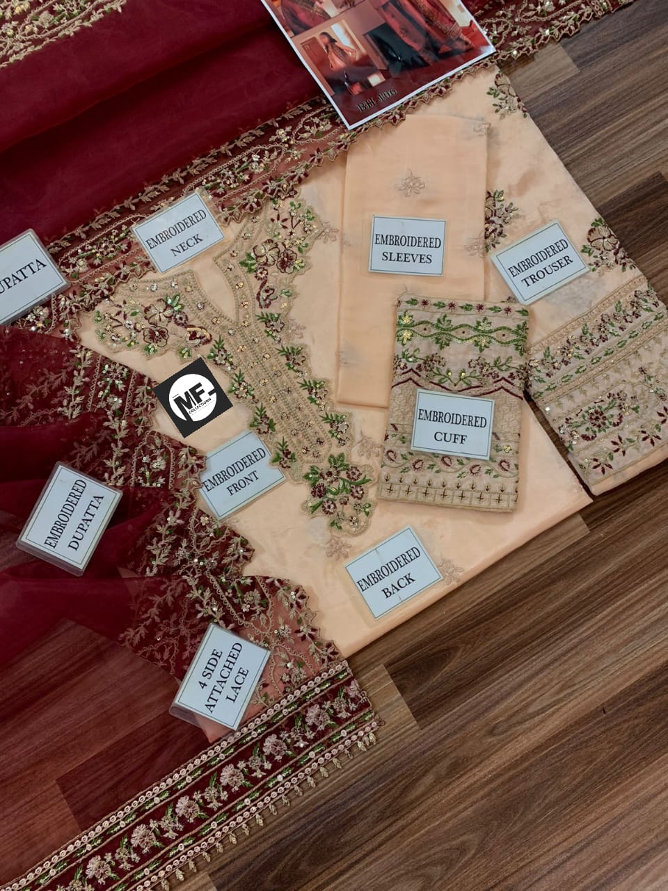 Sheenora Embroidered Tea Pink Luxury Cotton Silk 3Piece Unstitched