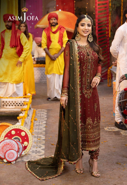 A.J Maroon Sami Pure Chiffon Formal Collection 3pc