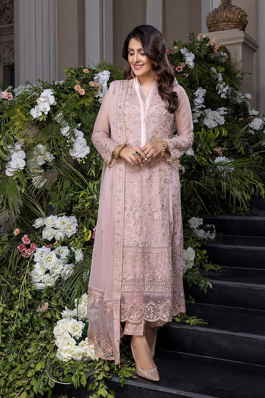 Elaf Pink Chiffon Embroidery Formal Collection 3piece Unstitched