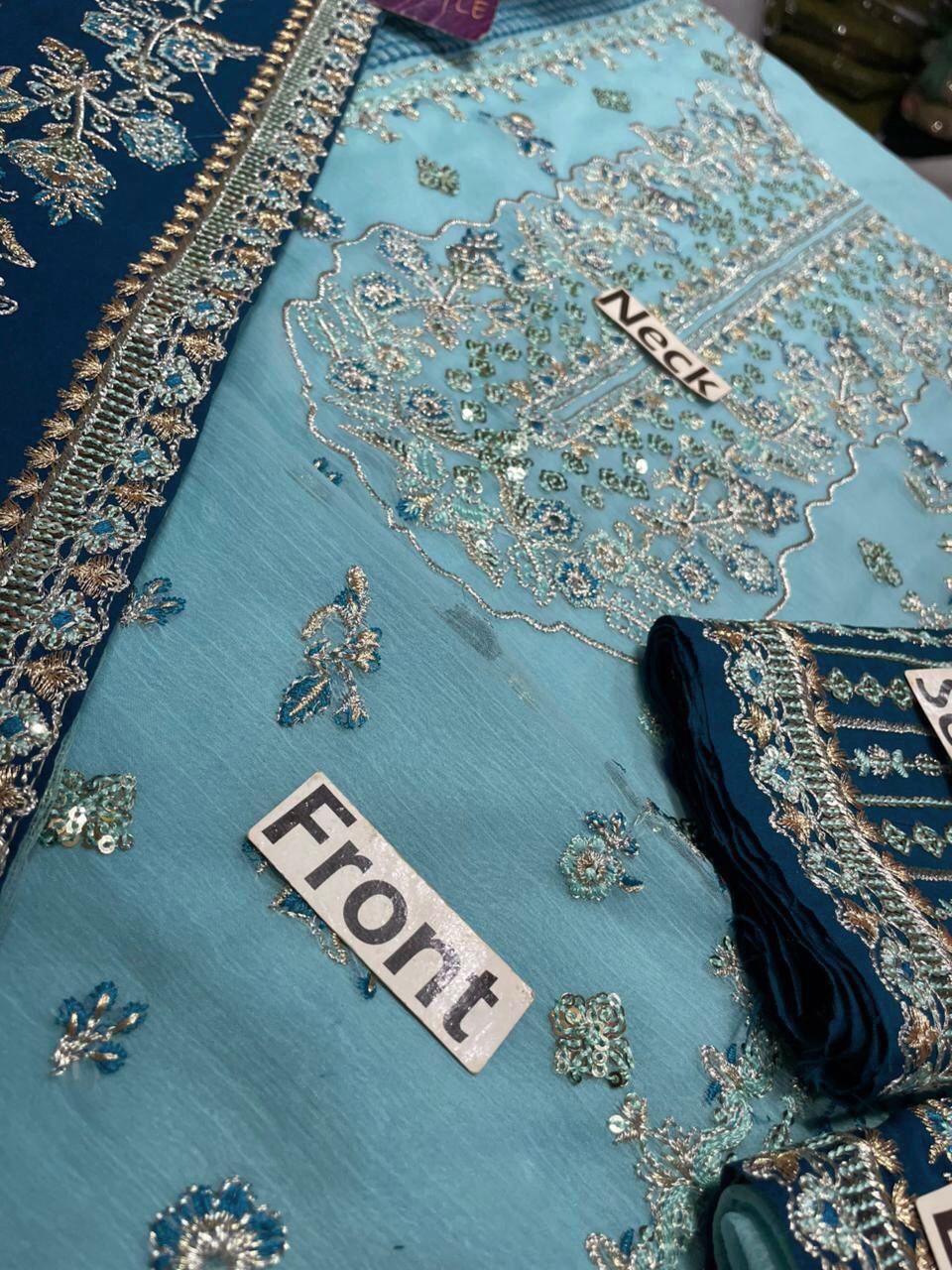 Charizma MF-CZ Embroidered Chiffon With Net Dupatta Unstitched 3 Piece