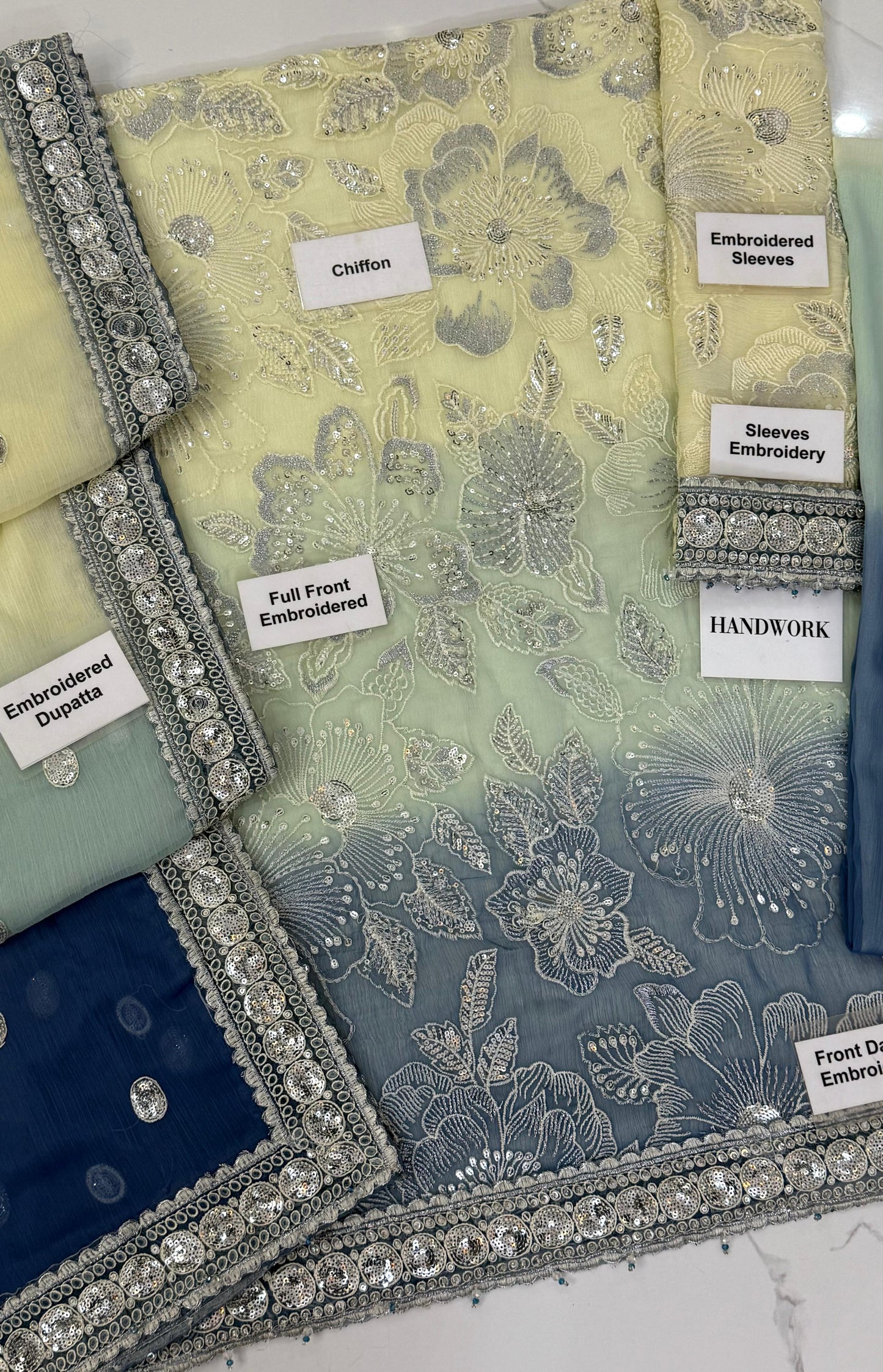 Jazmin Chiffon Embroidery Luxury Dress 4piece Unstitched