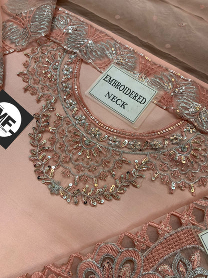 Vaniya Silk Pink Embroidery Pary Wear Collection 3Pece Unstitched