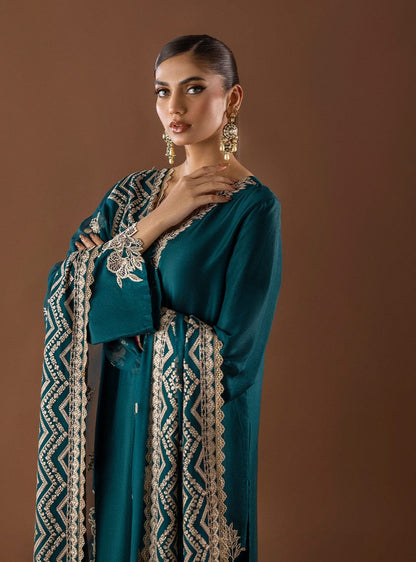 Zainab Chottani Zarsha Silk Zinc Embroidery Hand Work 3piece Unstitched