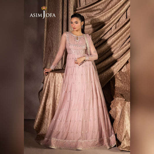 A.J Chiffon Embroidery Frok Pink Formal Collection Unstitched