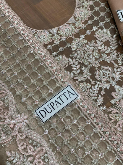 Baroque New Arrival organza Dress Formal Collection 3piece Unstitched