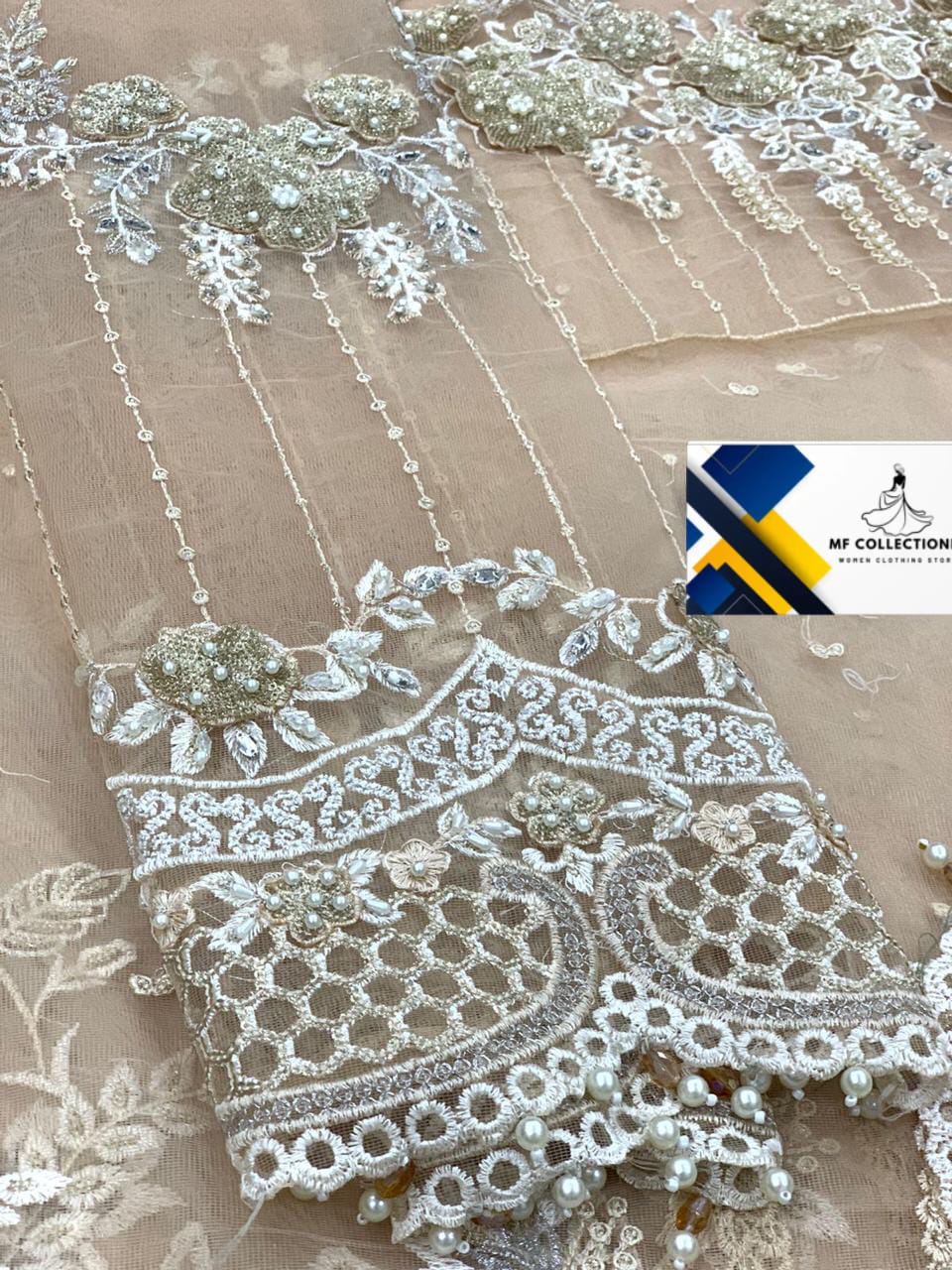 Maria b Skin Wedding Collection Saree Soft Net Fabric Unstiched