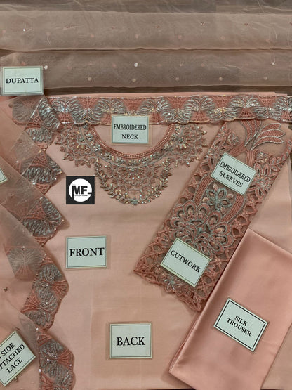 Vaniya Silk Pink Embroidery Pary Wear Collection 3Pece Unstitched