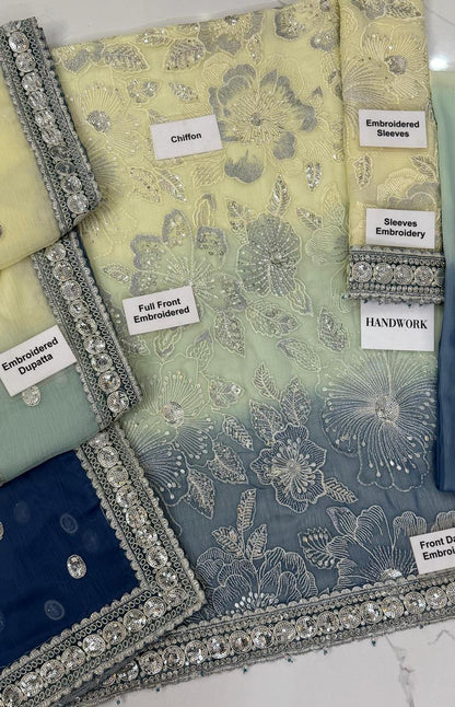 Jazmin Chiffon Embroidery Luxury Dress 4piece Unstitched