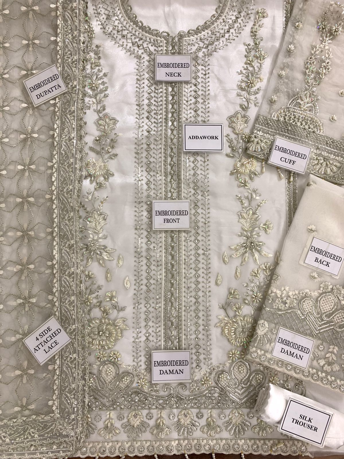 Afrozeh Dastangoi Unstitched Organza Embroidery 3piece Unstitched