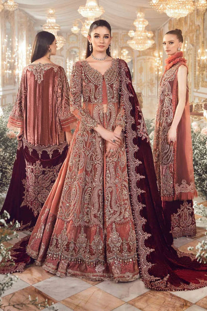 Maryam N Maria Rust Wedding Collection Soft Net Maxi