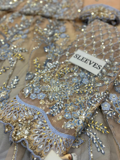 Maria b Gray Wedding Collection Maxi Soft Net Fabric Unstiched