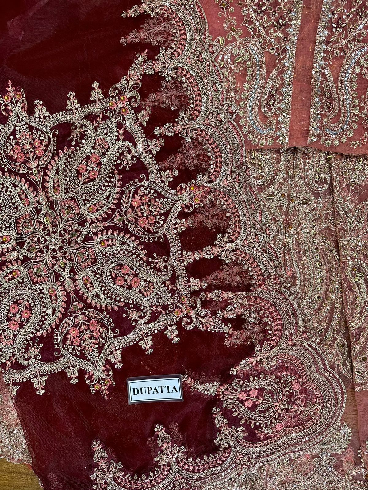 Maryam N Maria Rust Wedding Collection Soft Net Maxi