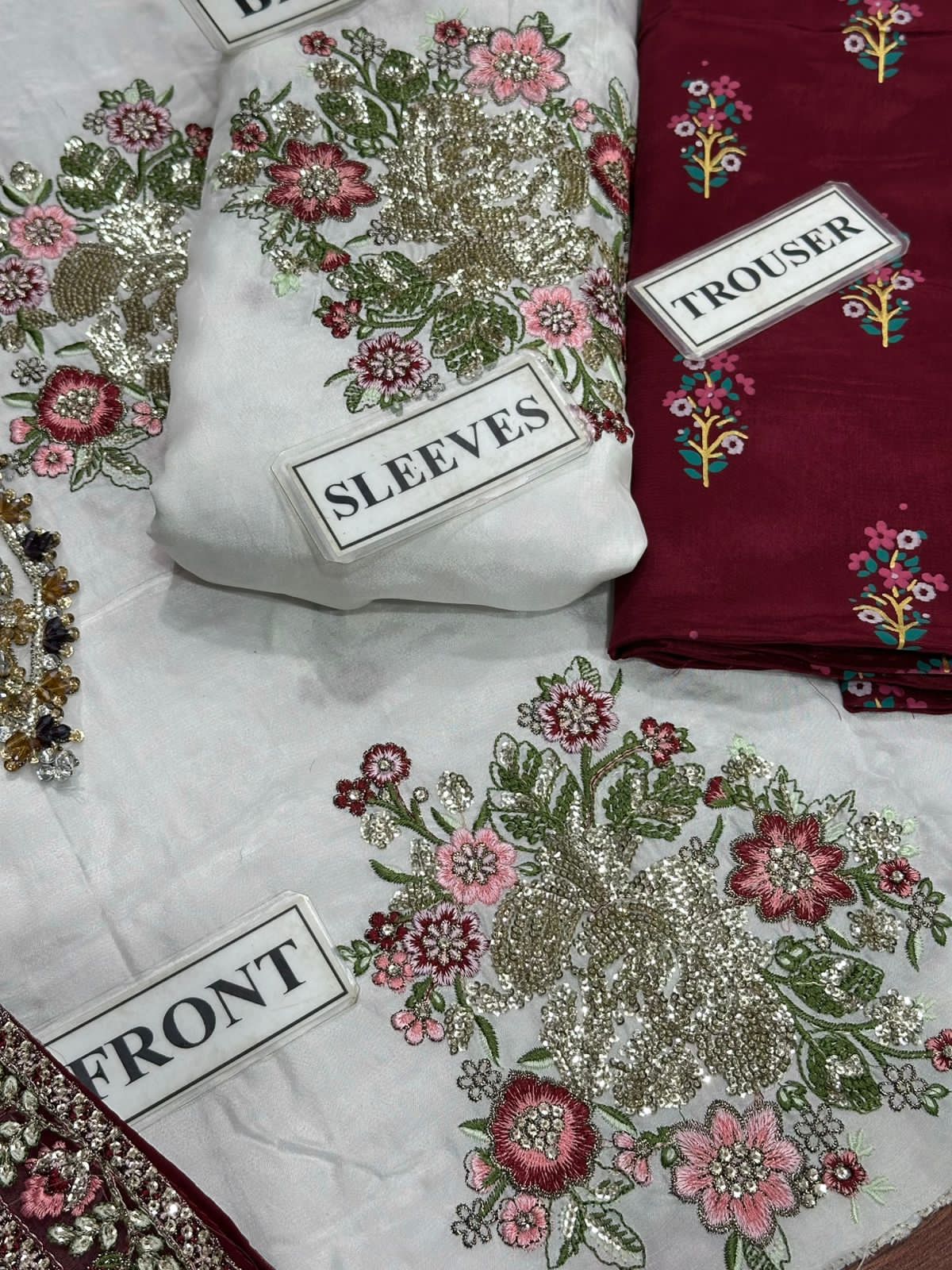 Ethnic Raw Silk off White Embroidery Formal Collection 3piece Unstitched