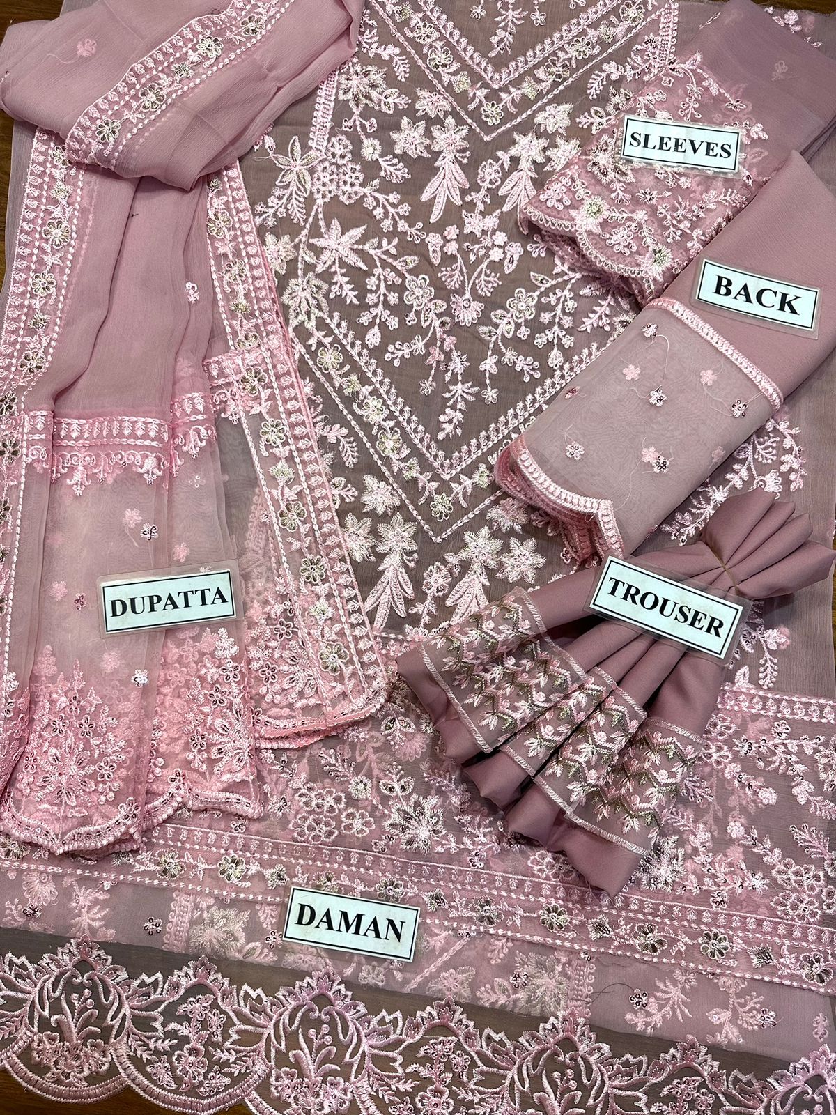 Elaf Pink Chiffon Embroidery Formal Collection 3piece Unstitched