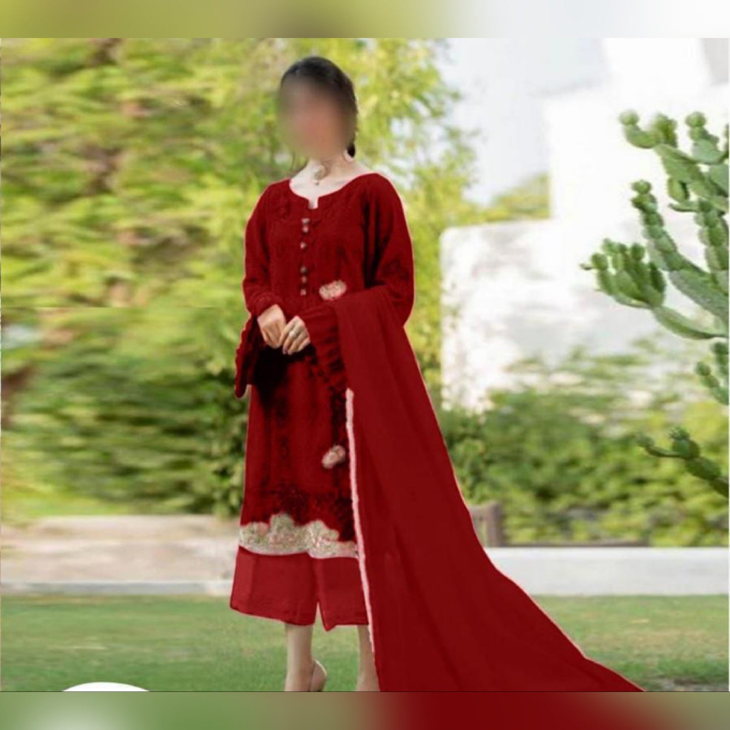 zarqash Cotton Lawn Embroidery dress chikankari Maroon