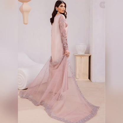 Vaniya Silk Pink Embroidery Pary Wear Collection 3Pece Unstitched