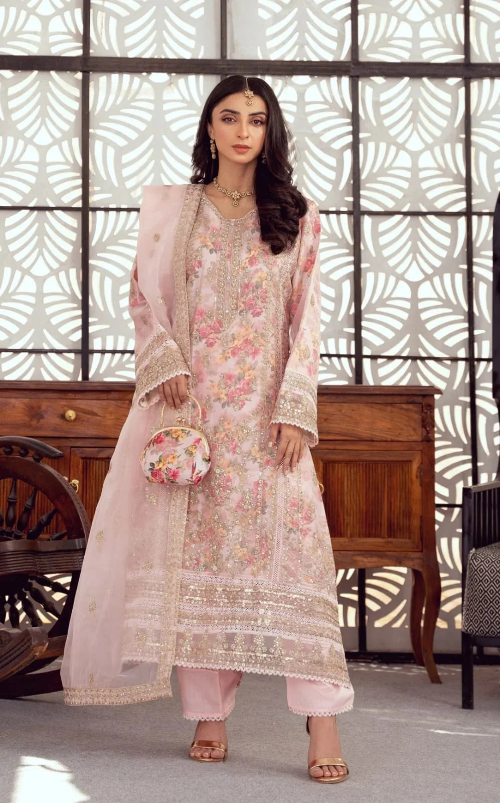 BINT-E-NOOR Light Pink Sami Stitched Formal Collection 3Piece