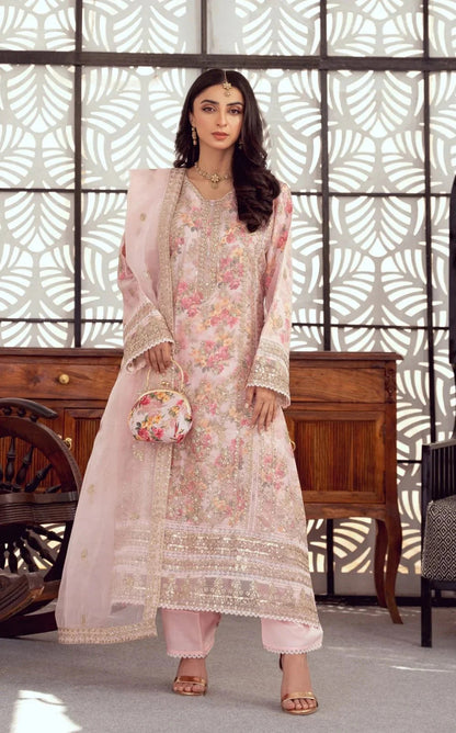 BINT-E-NOOR Light Pink Sami Stitched Formal Collection 3Piece