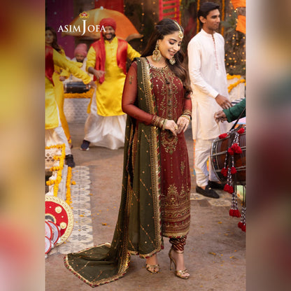 A.J Maroon Sami Pure Chiffon Formal Collection 3pc