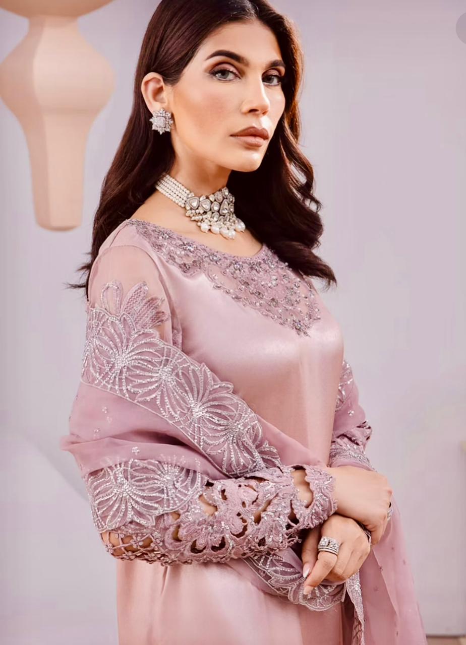Vaniya Silk Pink Embroidery Pary Wear Collection 3Pece Unstitched
