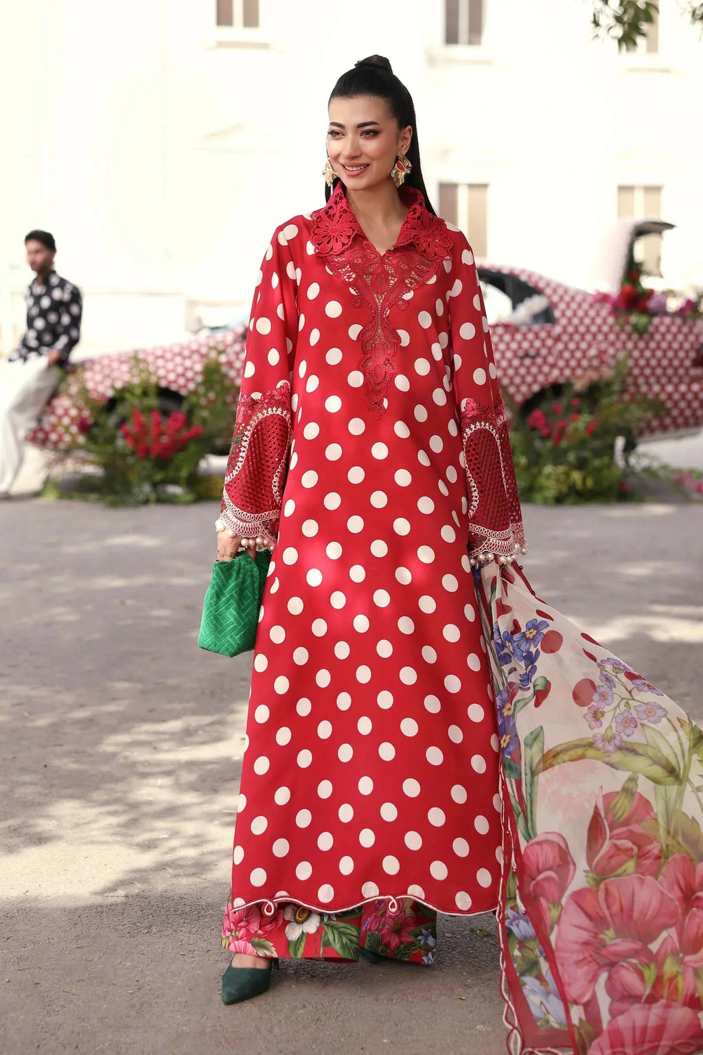 MARIA.B MPT-3008-B Red Unstitched 3 Piece Printed Lawn Suit with Chiffon Dupatta by MF COLLECTIONN