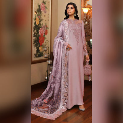 Azure Silk T Pink Hand Work Dress Party Wear Collection 3piece Unstitched