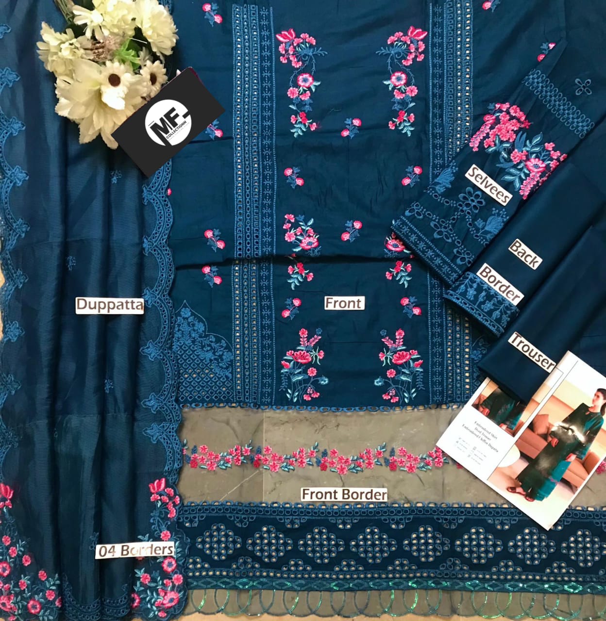 Azure Zinc Green Lawn Embroidery 3 Piece Unstitched