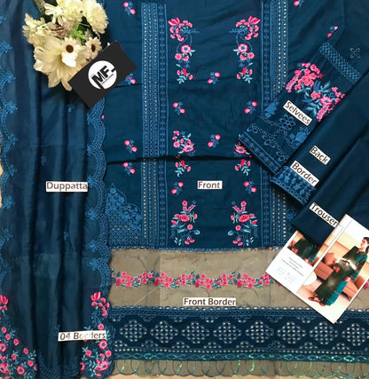 Azure Zinc Green Lawn Embroidery 3 Piece Unstitched