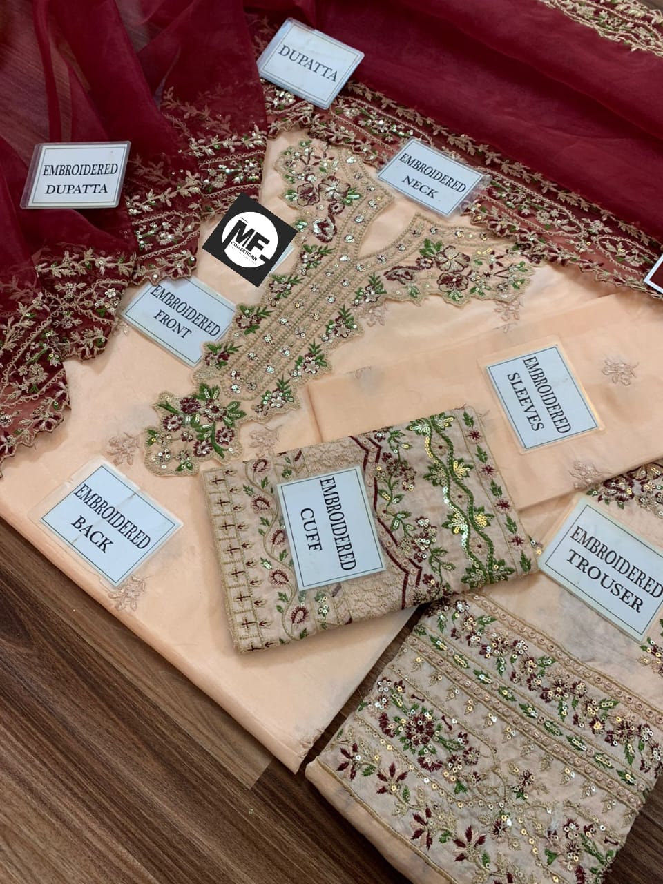 Sheenora Embroidered Tea Pink Luxury Cotton Silk 3Piece Unstitched