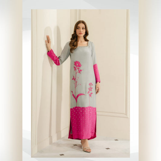 Lulusar Pink Swiss Lawn Embroidery 3piece Unstitched Dress