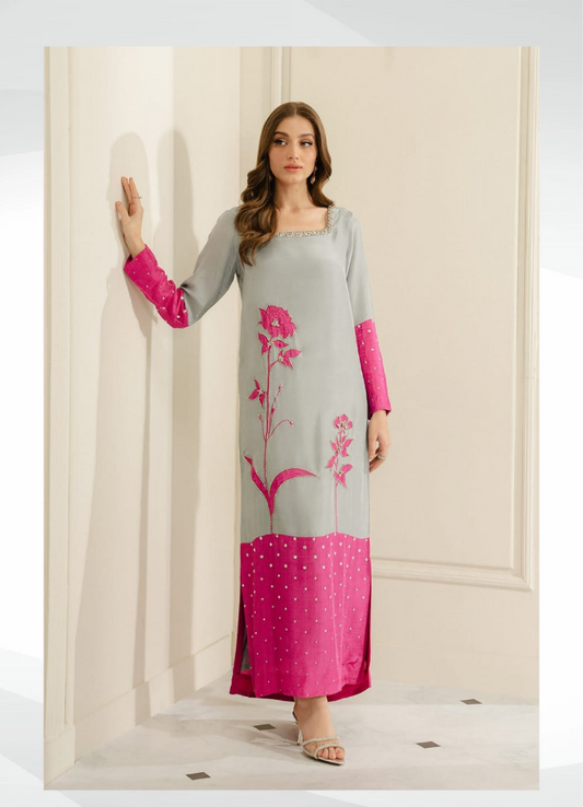 Lulusar Pink Swiss Lawn Embroidery 3piece Unstitched Dress