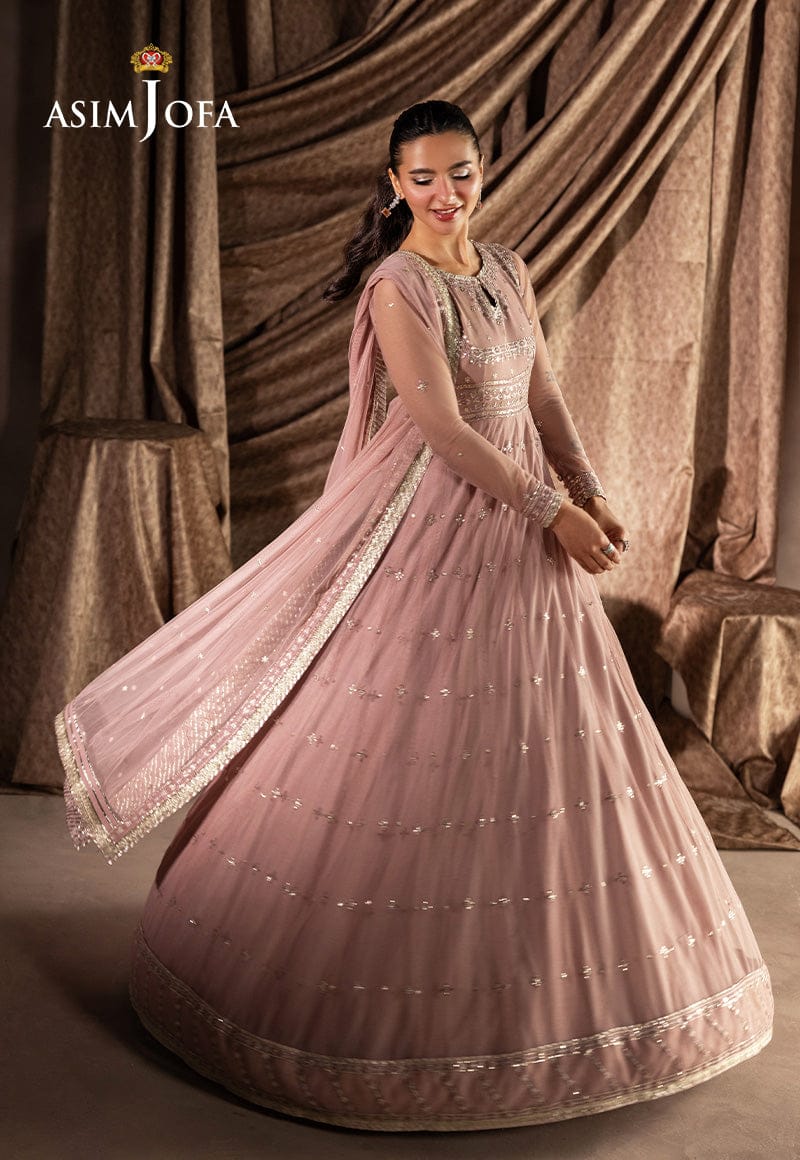 A.J Chiffon Embroidery Frok Pink Formal Collection Unstitched