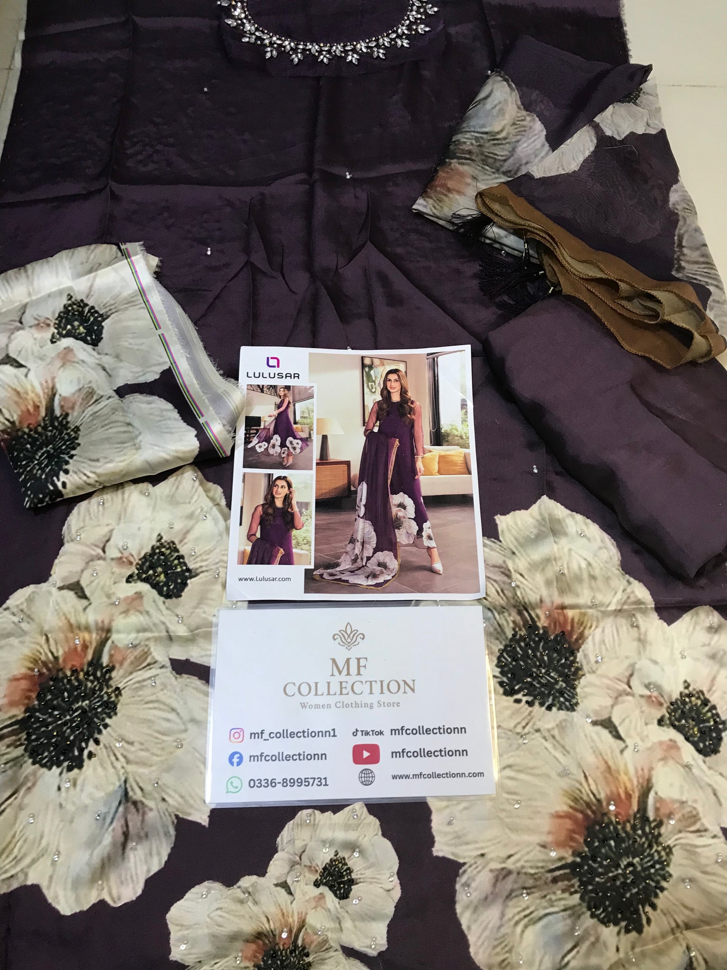 Lulusar Purple Silk Digital Print Hand Work Party Wear Collection