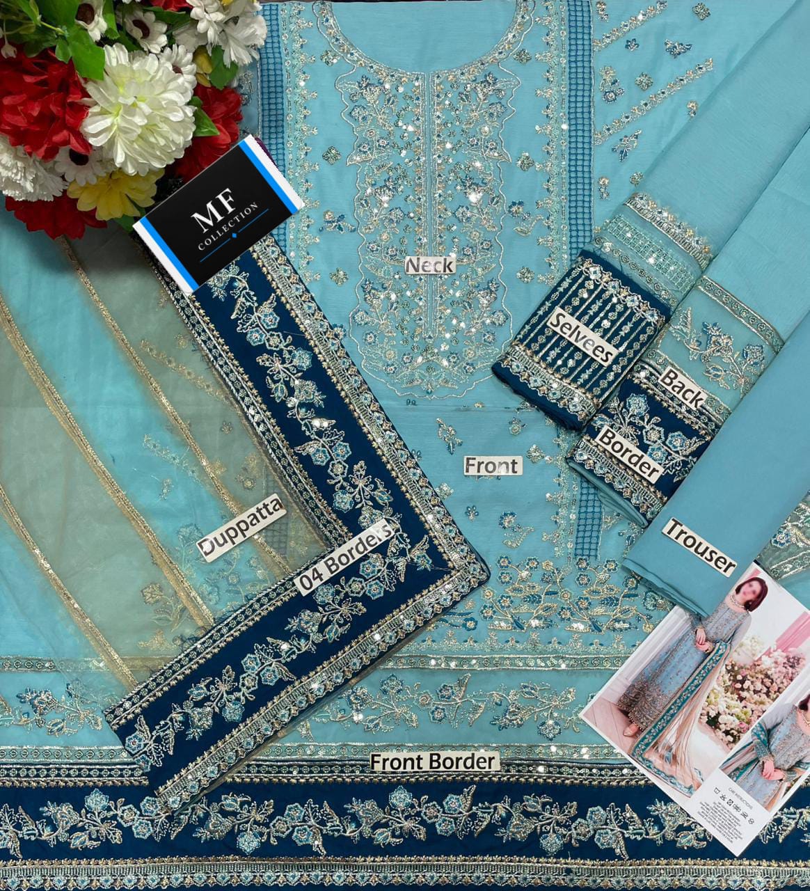Charizma MF-CZ Embroidered Chiffon With Net Dupatta Unstitched 3 Piece