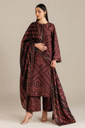 Jazmin Lawn Collection 2026 Maroon Unstitched 3 Piece Chunri Printed Lawn Suit with Embroidered Chiffon Dupatta by MF COLLECTIONN