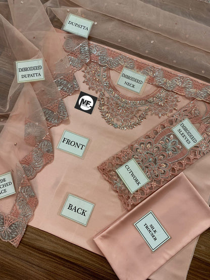 Vaniya Silk Pink Embroidery Pary Wear Collection 3Pece Unstitched