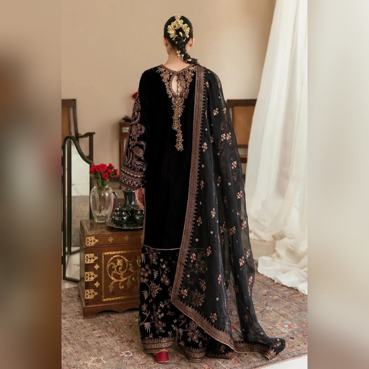 Baroque Black Velvet Formal Collection 3pc
