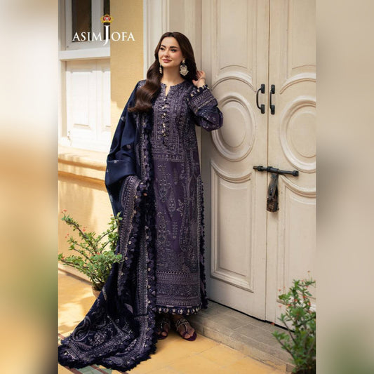 Asim Jofa Chiffon Gray Formal Collection Emb 3piece Unstitched