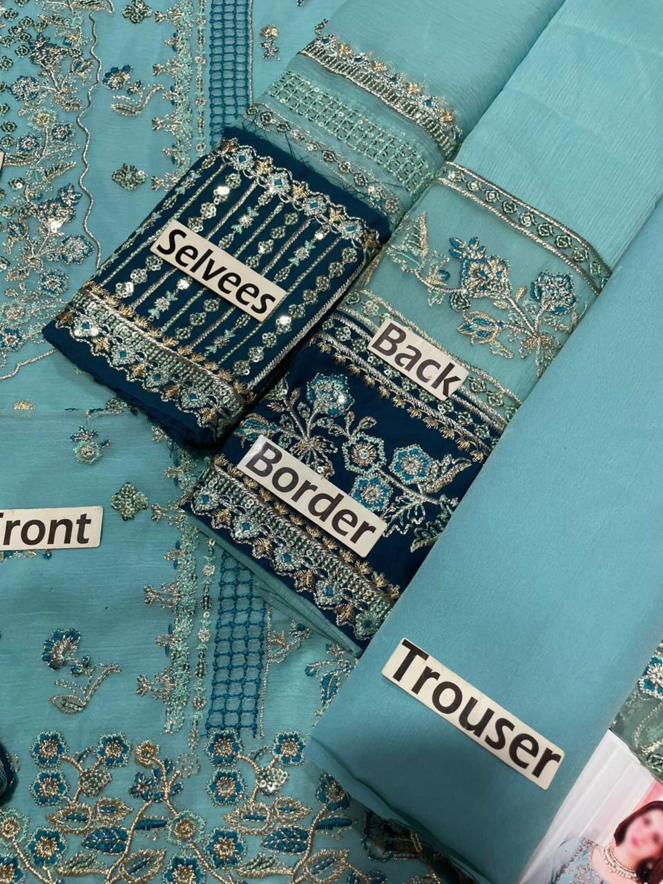 Charizma MF-CZ Embroidered Chiffon With Net Dupatta Unstitched 3 Piece