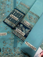 Charizma MF-CZ Embroidered Chiffon With Net Dupatta Unstitched 3 Piece