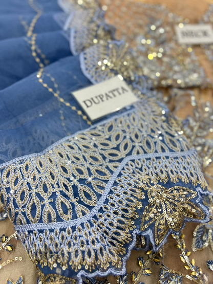 Maria b Gray Wedding Collection Maxi Soft Net Fabric Unstiched