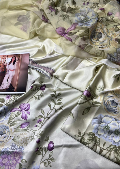 Haniya Amir Wear Silk Digital Print 3piece Unstitched